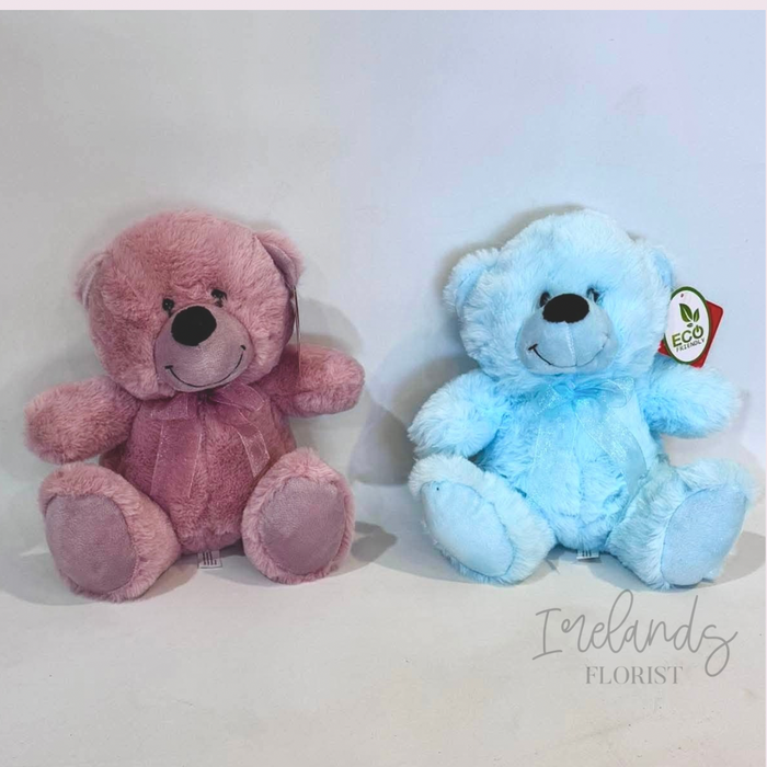 Medium Plush Bear in Dusty Pink & Blue