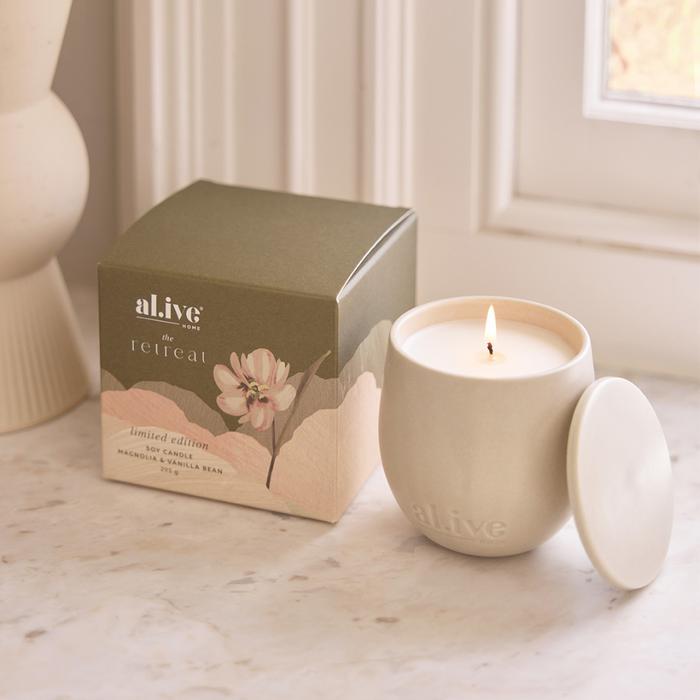 Magnolia & Vanilla Bean Soy Candle| Al.ive Body