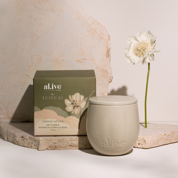 Magnolia & Vanilla Bean Soy Candle| Al.ive Body