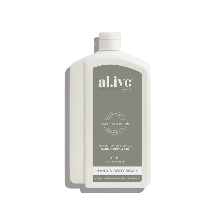 1lt Hand & Body Wash Refill- Green Pepper & Lotus| Al.ive body